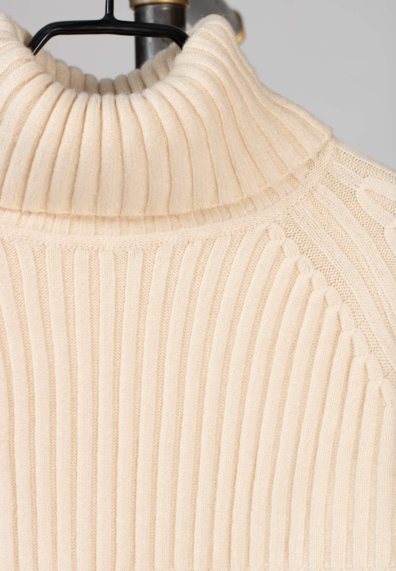 Stickad polotröja - Offwhite