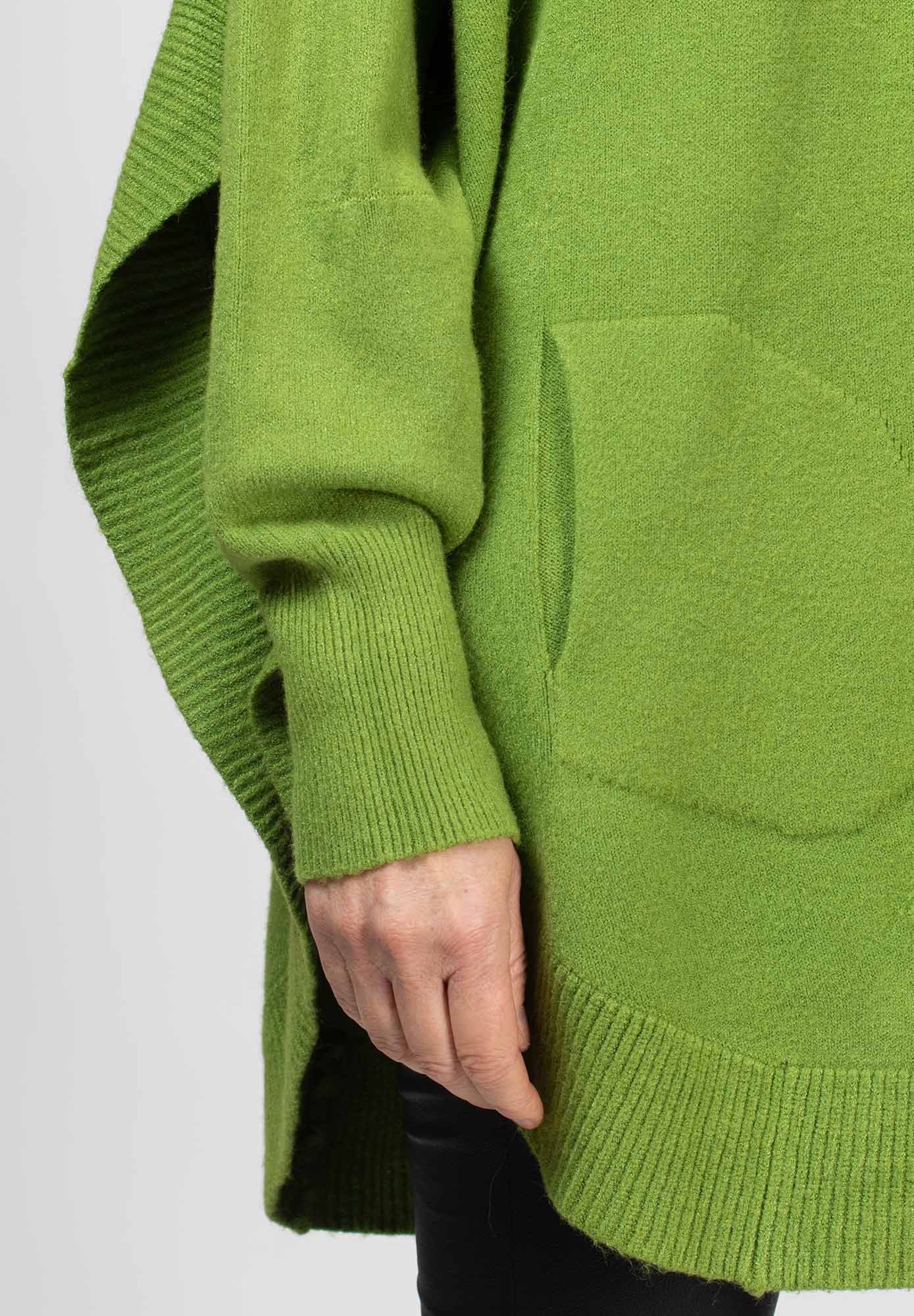 Stickad tröja med slits - Apple Green