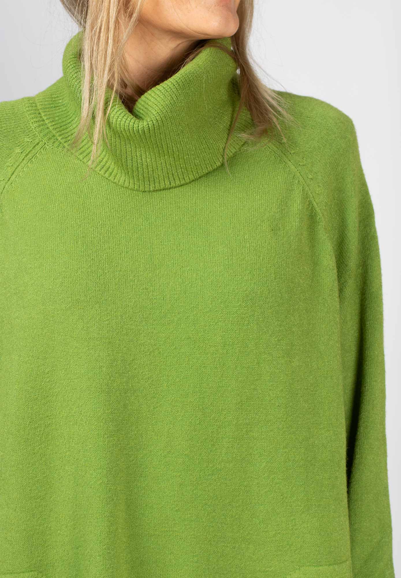 Stickad tröja med slits - Apple Green