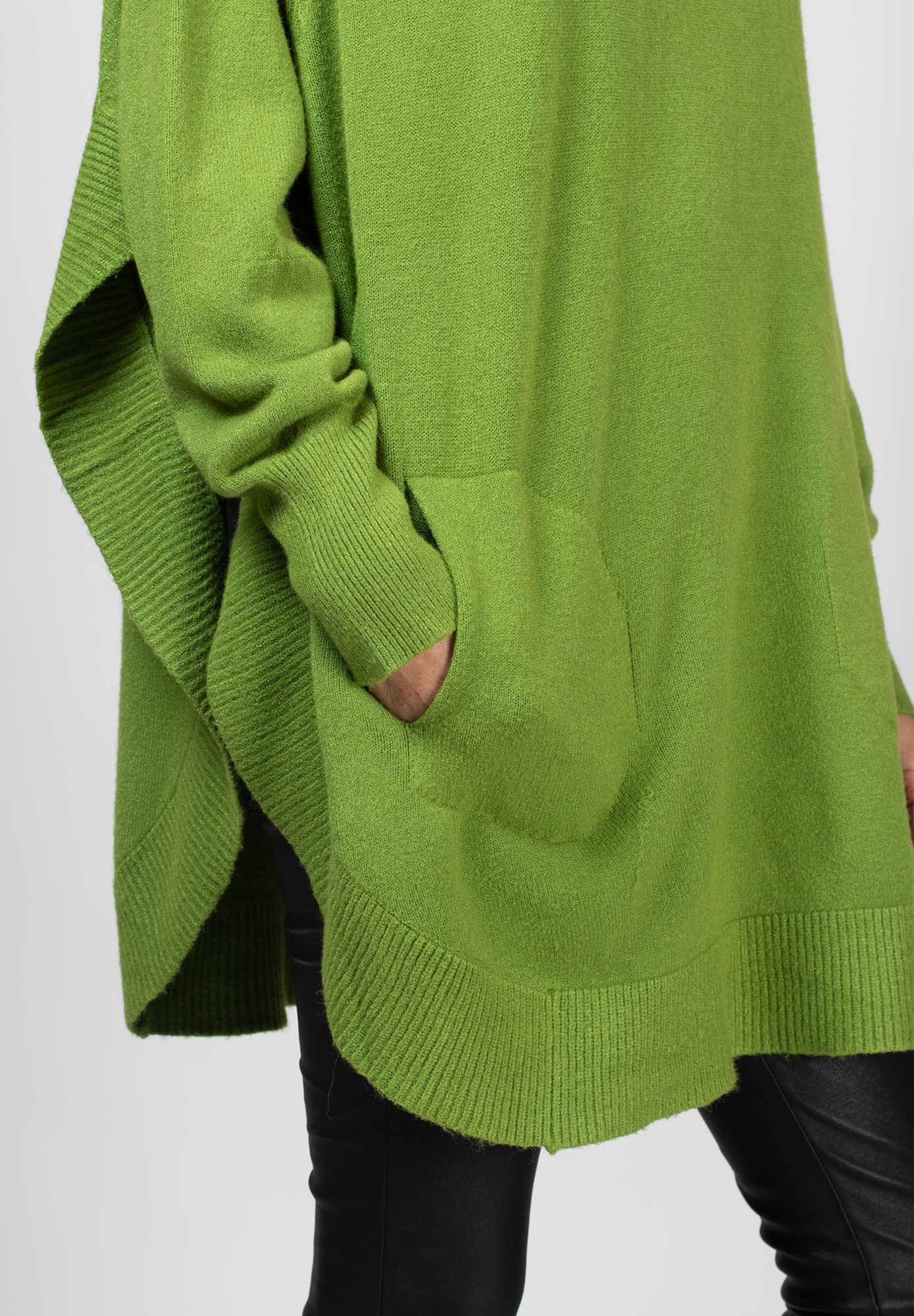 Stickad tröja med slits - Apple Green