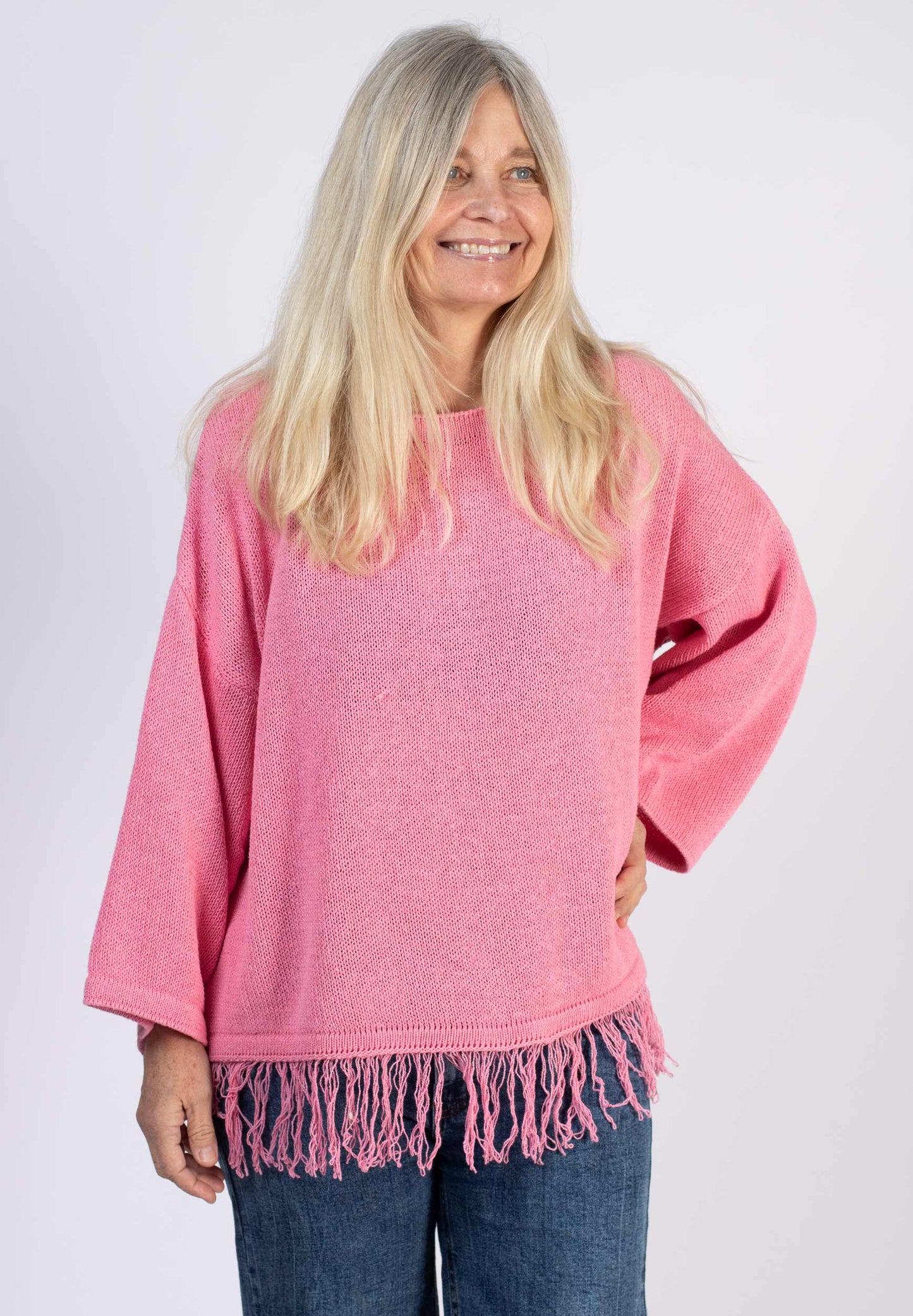 Stank Stockholm - Stickad tröja med fransar Pink